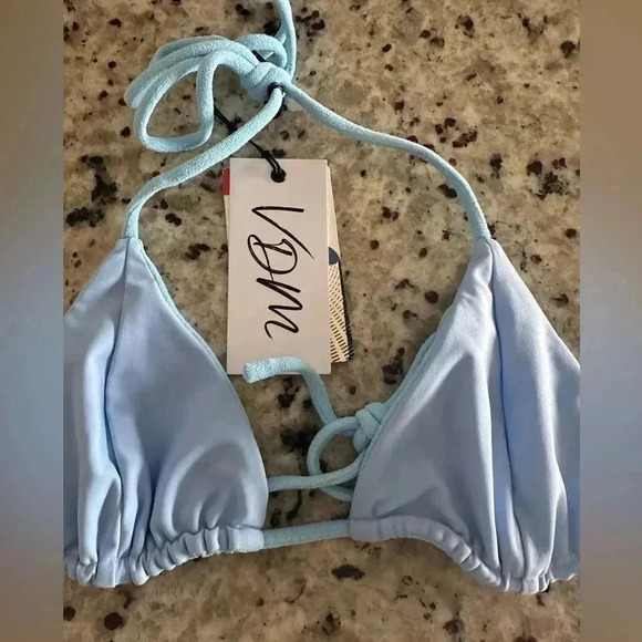 REVOLVE VDM Triangle Blair Bikini Top in Blue Sz S - Picture 3 of 6